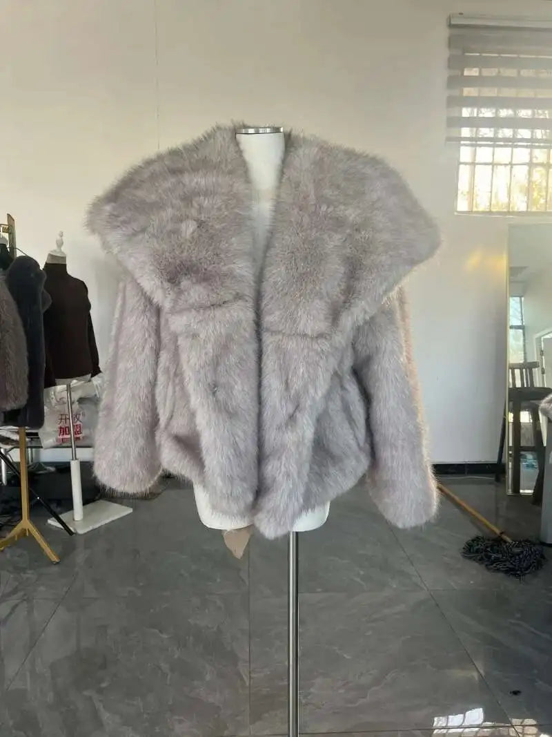 Damen Cardigan Reverskragen Fell Langarm Elegant – Modischer & Schicker Mantel | Herbst Winter