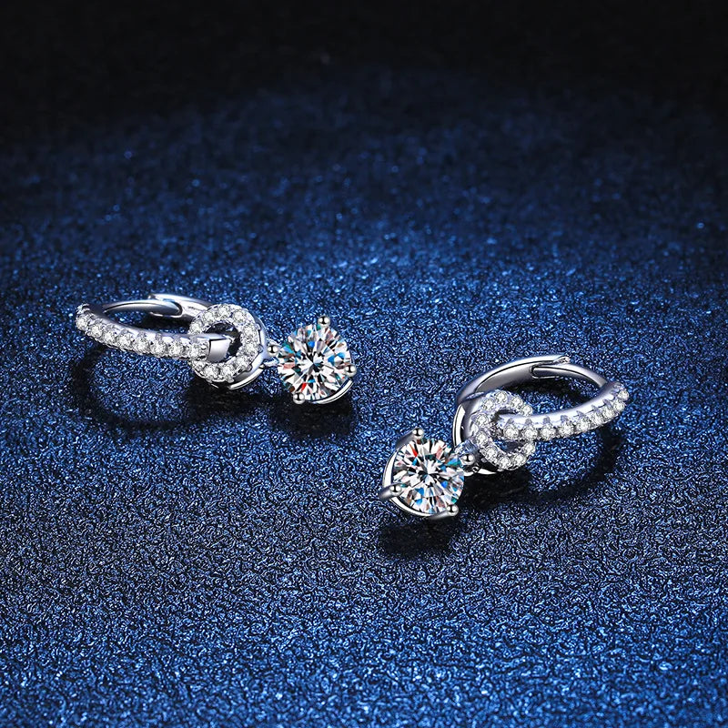 Boucles d'Oreilles Pendantes Moissanite Argent 925 — Bijou Luxe Mariage Anniversaire