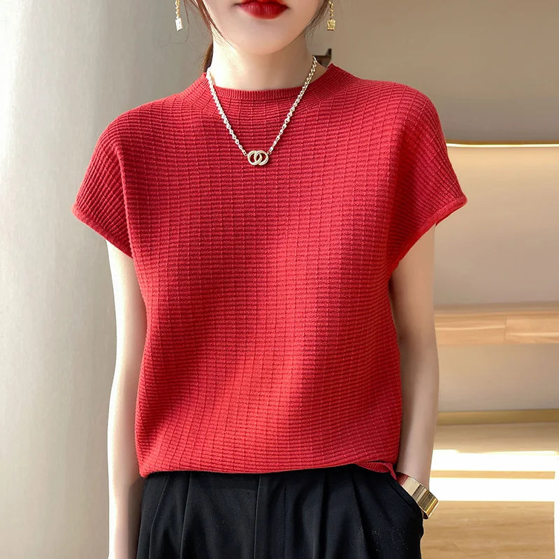 T-Shirt Femme Oversize Col Rond Uni Manches Courtes Doux Casual – Tee Mode Été Confortable | Basique Chic