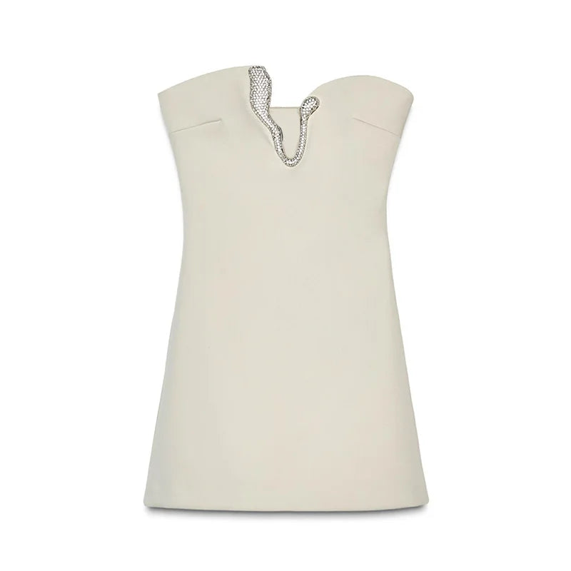 2-teiliges Strass-Set asymmetrisch – Bustier-Crop-Top & sexy Minirock | Abend & Gala 2026