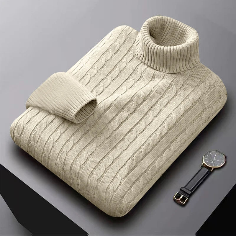 Herren Rollkragenpullover Hochwertig Gestrickt Einfarbig Warm Lässig Wolle Pullover Outdoor Winter Bequem Trendig – Premium Stehkragen Pullover Alle Jahreszeiten | Herrenmode Winter Premium