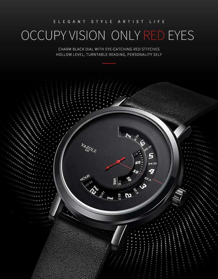 Montre Homme YAZOLE Quartz Bracelet PU Casual Unique – Étanche Fashion Tendance 2025