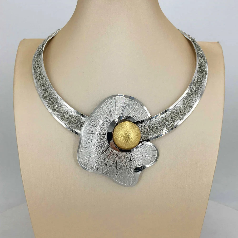 Parure Bijoux Plaqué Or Style Dubai & Africain – Collier Cuivre Ajouré Luxe | Set Bijoux Femme Cérémonie, Mariage & Soirée Premium