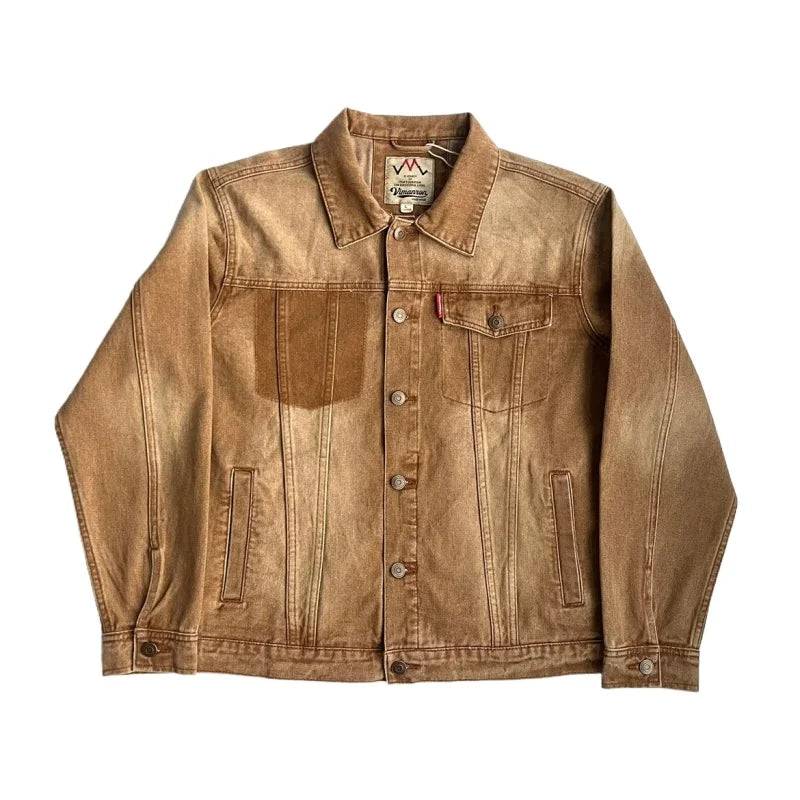 Veste Jean Vintage Coton 100% Homme Loose – Denim Americana Printemps Automne