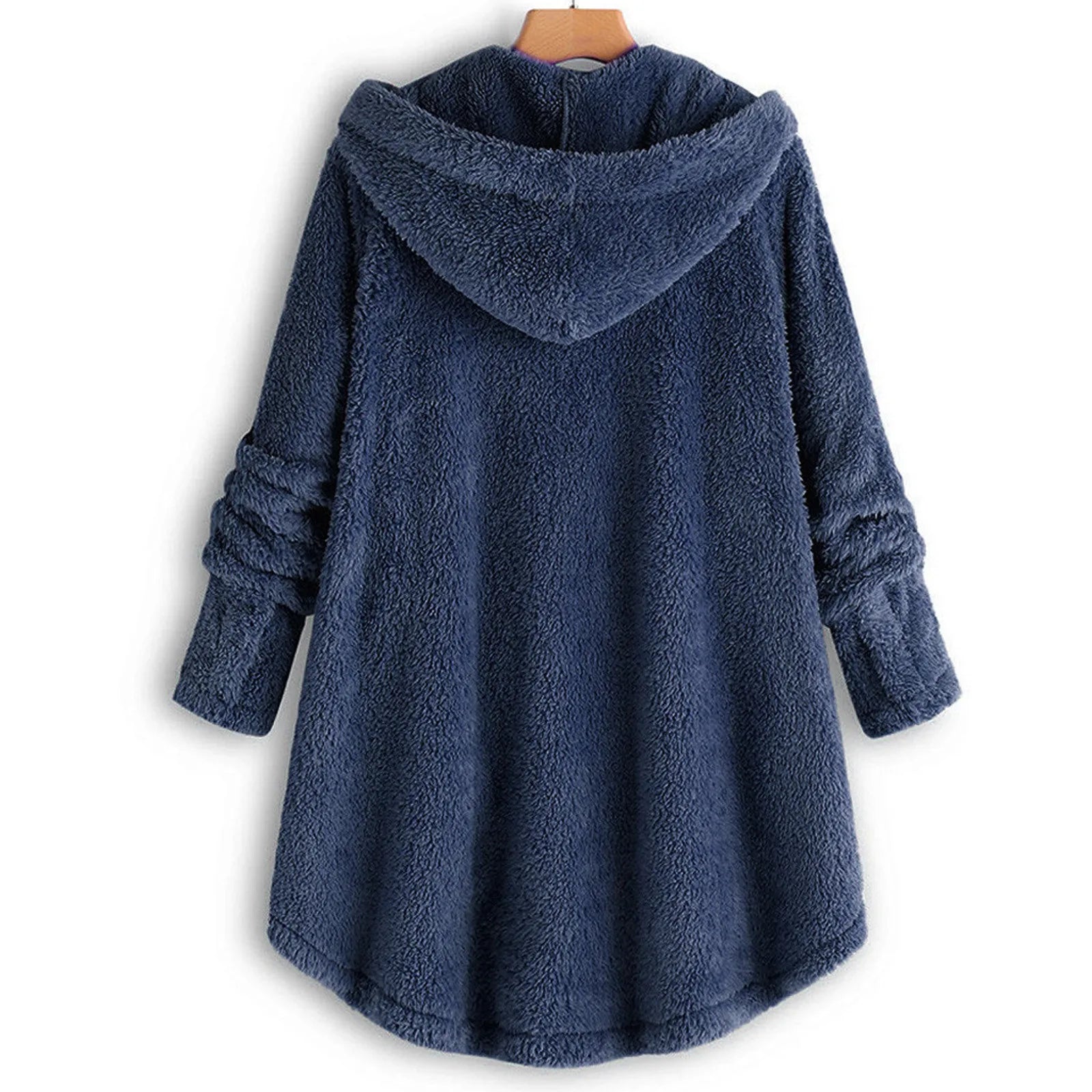 Damen Teddyfell-Mantel mit Kapuze – Warme Fleece-Jacke Unifarben | Herbst Winter Trend