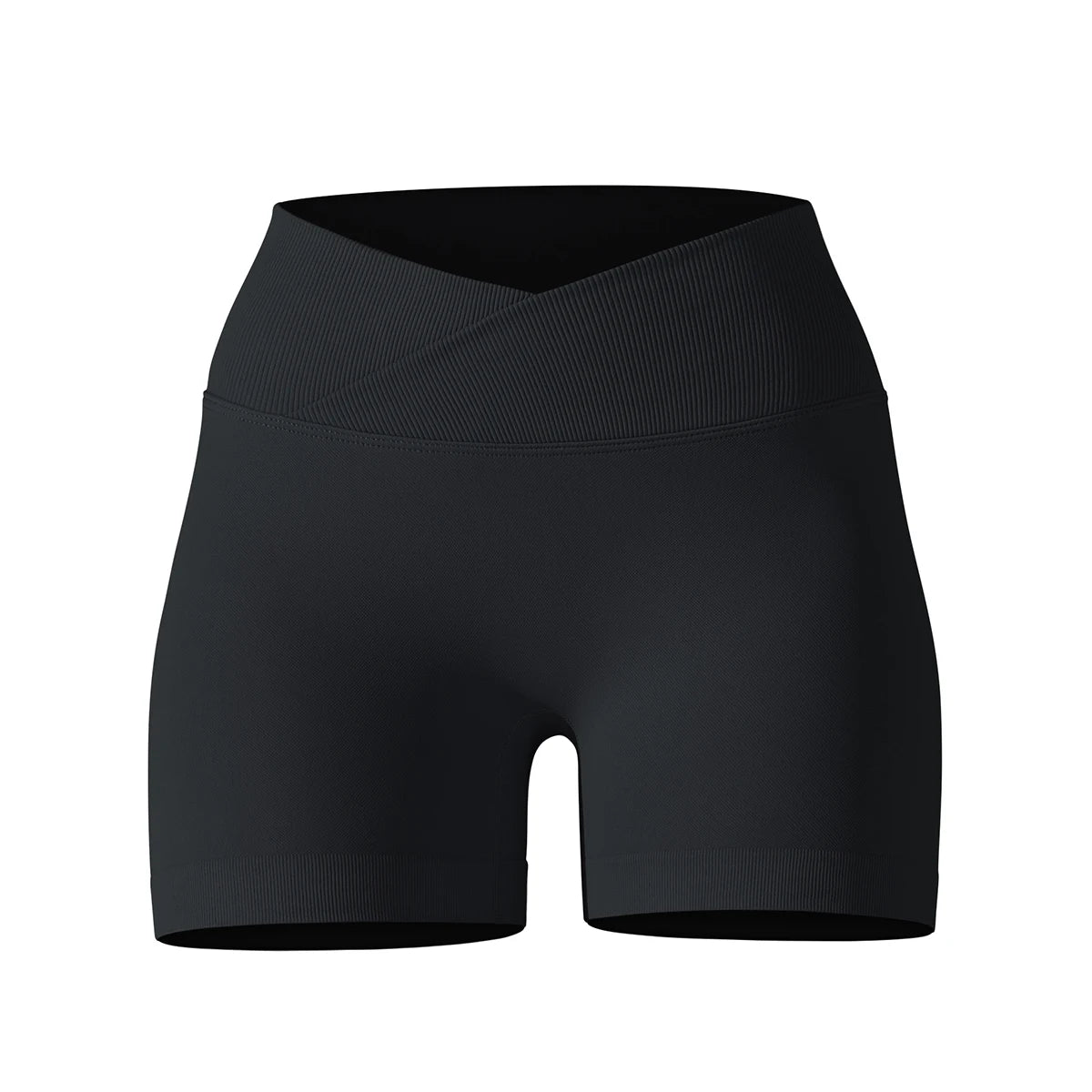 Short Yoga Femme Taille Haute Croisée Gainant Fessier Gym Running Fitness – Short Sport Sculptant Élastique | Mode Athleisure