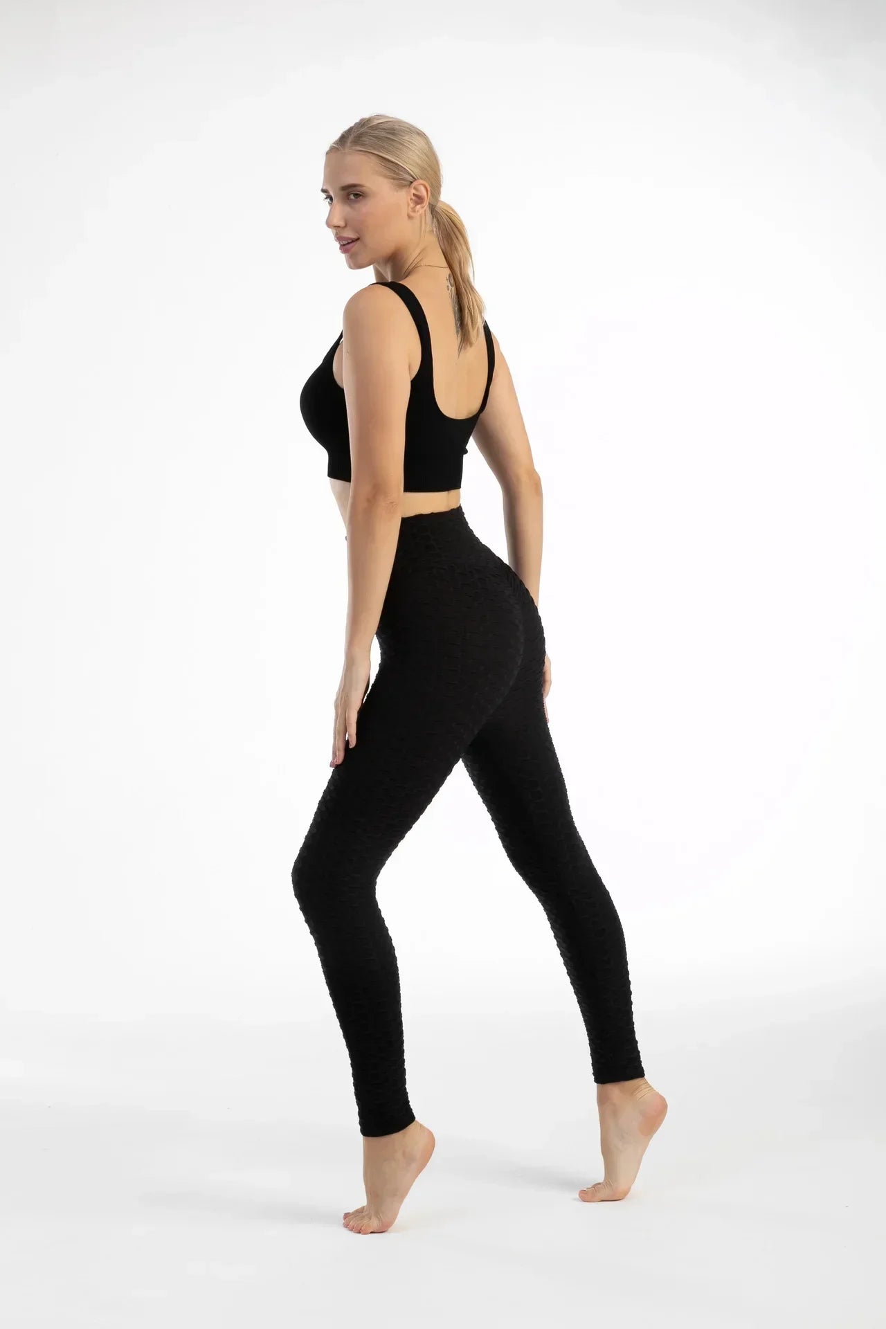 Damen Yoga Leggings Hohe Taille Bubble Nahtlos Push-Up Formend – Sport Hose Gym Laufen Schlank Elastisch | Fitness