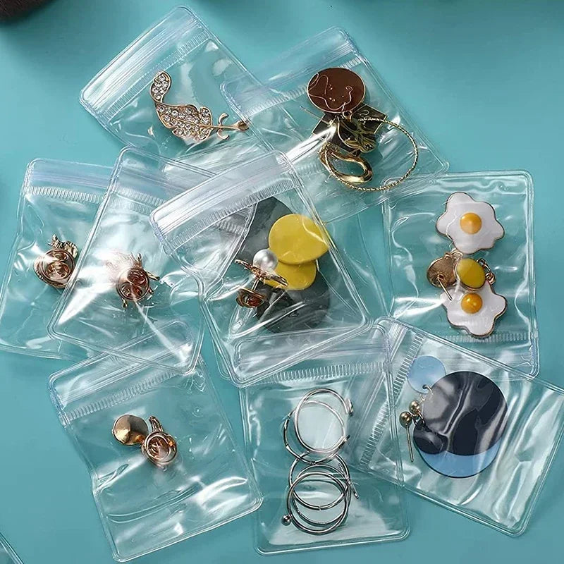 Sachets PVC Transparents Anti-Oxydation Bijoux – Lot 10 à 50 pcs | Rangement Boucles d’Oreilles, Colliers, Pendentifs & Bracelets | Organiseur Bijoux