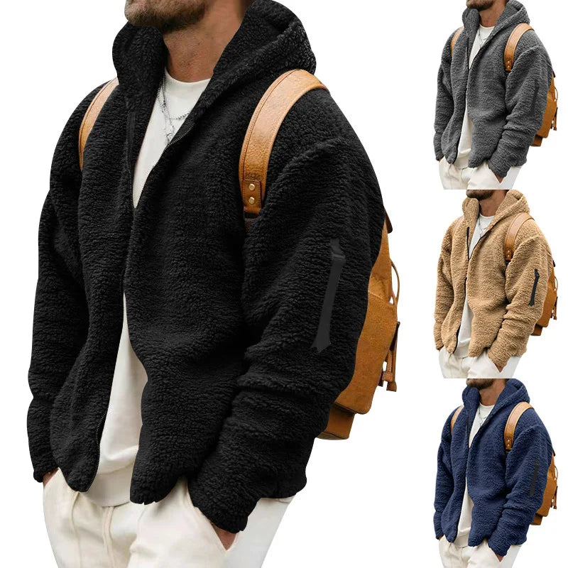 Veste Homme Automne Hiver Polaire Double Face Chaude Capuche Loose Casual Coupe-Vent – Manteau Chaud Tendance Saison Froide | Mode Homme Premium