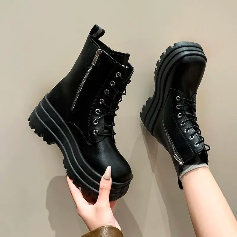 Bottes Knight Zip Semelle Épaisse Femme Hiver – Résistantes Sport Confortables Fashion