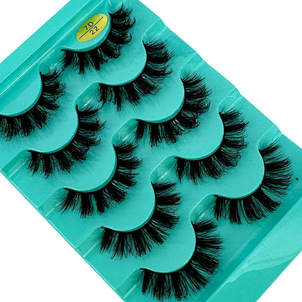 Faux Cils Cat Eye 3D – Lot 5 Paires | Manga Wispy Naturels Courbe D