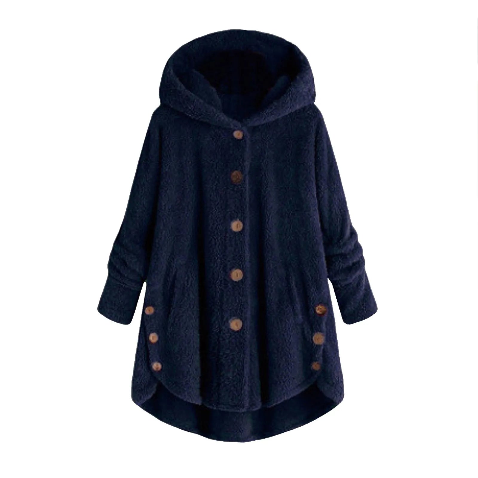Damen Teddyfell-Mantel mit Kapuze – Warme Fleece-Jacke Unifarben | Herbst Winter Trend