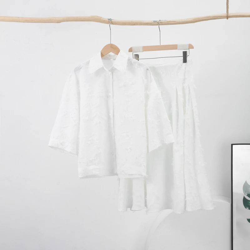 Ensemble 2 Pièces Femme - Chemise Boutons À Franges & Jupe Plissée Zippée | Urban Lady