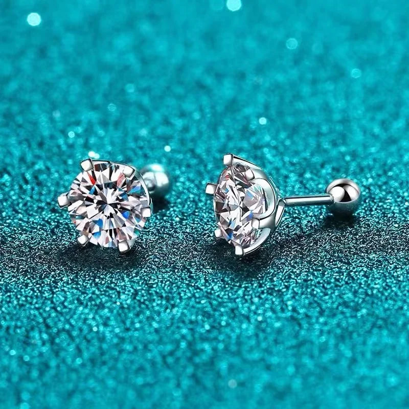 Puces Moissanite Vis Argent 925 Couleur D 6 Griffes – Éclat Diamant Éblouissant | Bijou Mariage & Fine Jewelry Femme | Cadeau Luxe