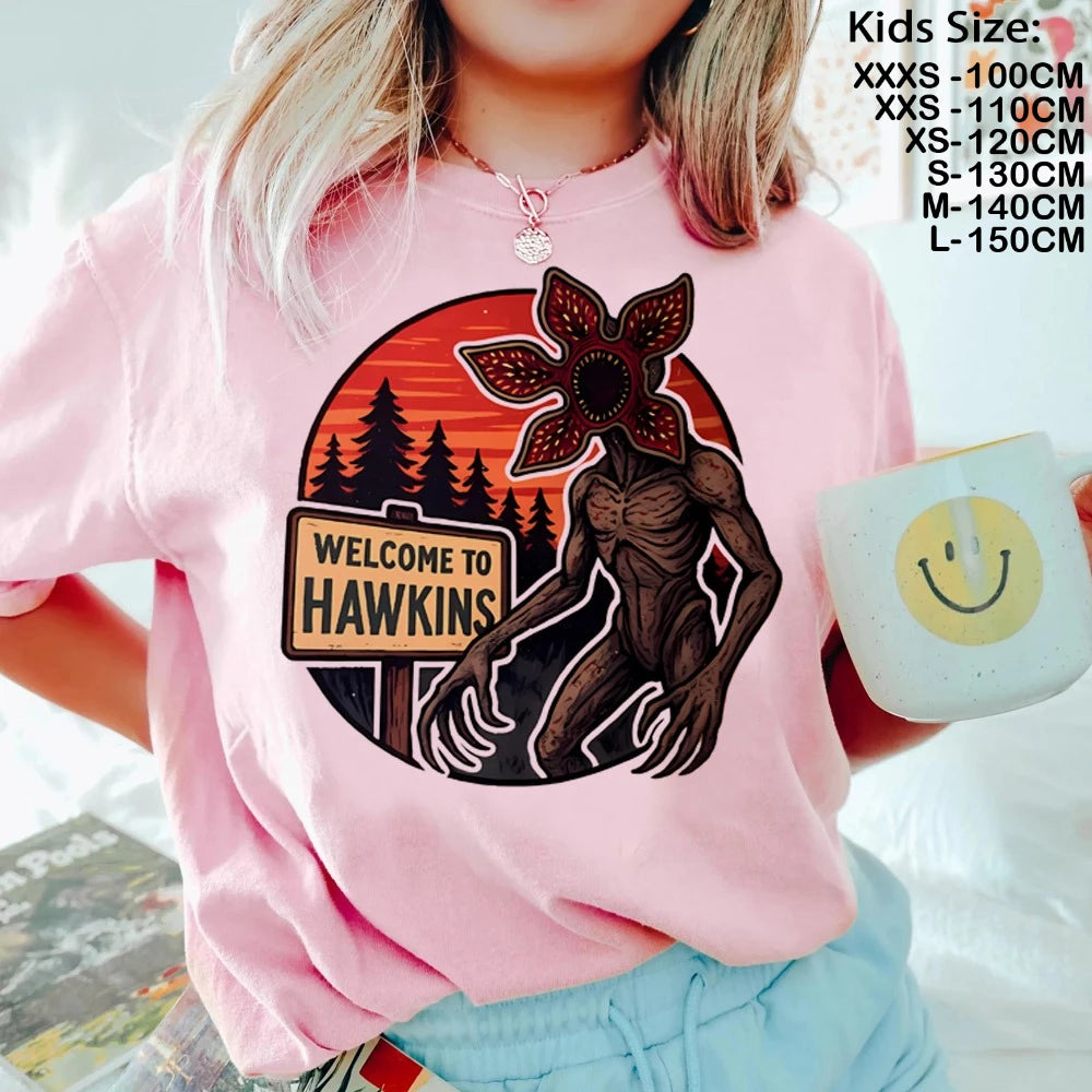 T-Shirt Enfant Imprimé Stranger Things Demogorgon – Manches Courtes Ample Casual | Fille & Garçon