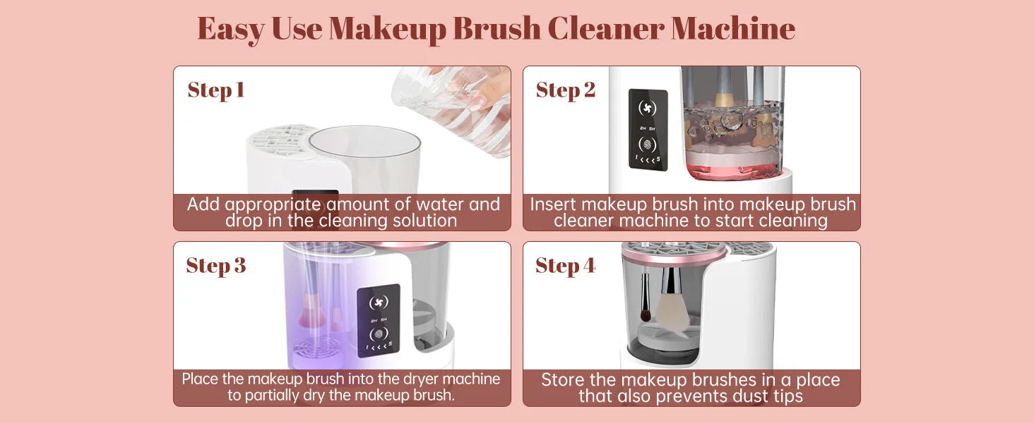 Machine Nettoyante Pinceaux Maquillage 3-en-1 Électrique USB – Séchoir & Support Portable | Nettoyeur Automatique Cosmétique
