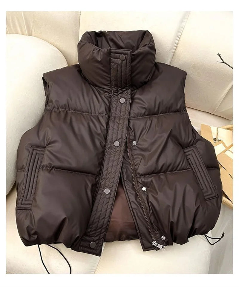 Gilet Doudoune Femme Sans Manches Col Montant Chaud Léger Casual Hiver – Veste Matelassée Élégante Confortable | Mode 2026