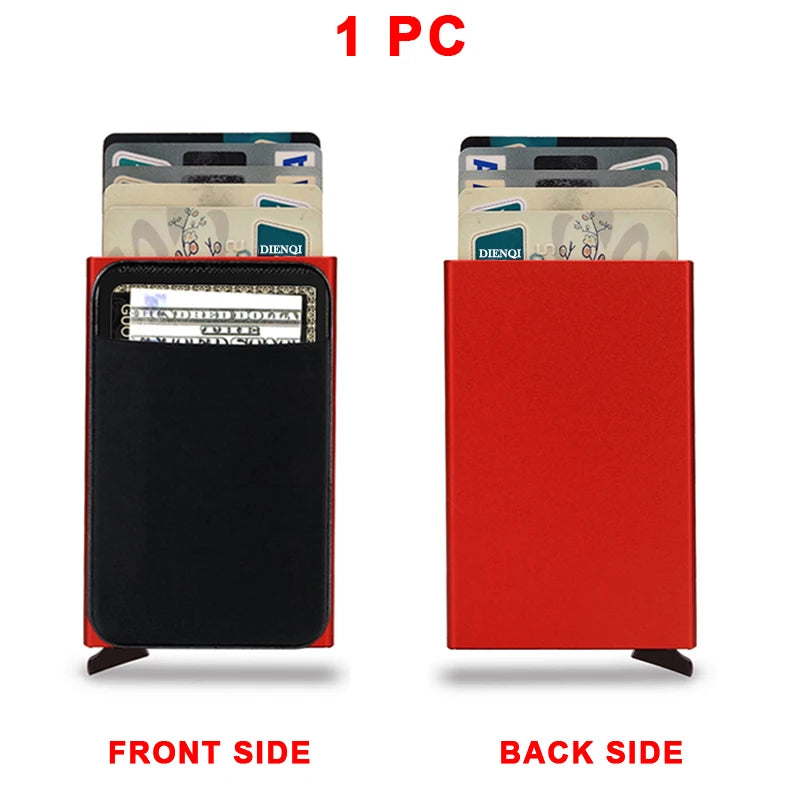Portefeuille Homme RFID Slim Minimaliste – Porte-Cartes Métal Pop-Up Anti-Piratage