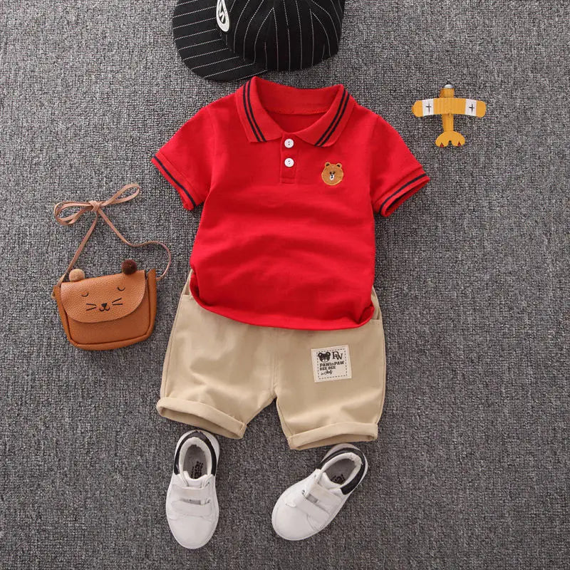 Ensemble 2 Pièces Garçon Été T-Shirt + Short Coton – Tenue Fashion Casual Enfant Manches Courtes