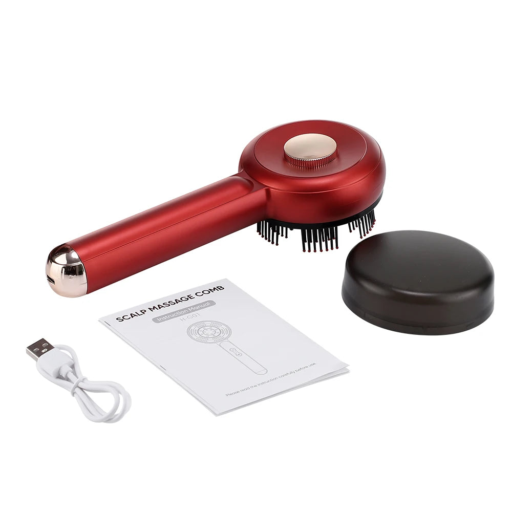 Peigne Masseur Cuir Chevelu Électrique - Luminothérapie Rouge & Bleue, Micro-Courant & Anti-Chute