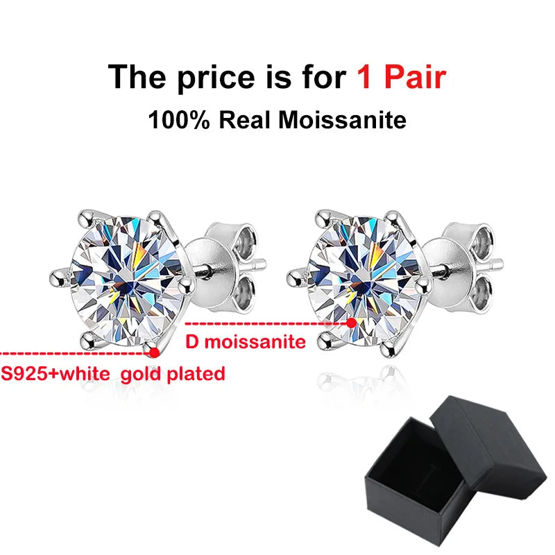 Puces Moissanite Vis Argent 925 Couleur D 6 Griffes – Éclat Diamant Éblouissant | Bijou Mariage & Fine Jewelry Femme | Cadeau Luxe