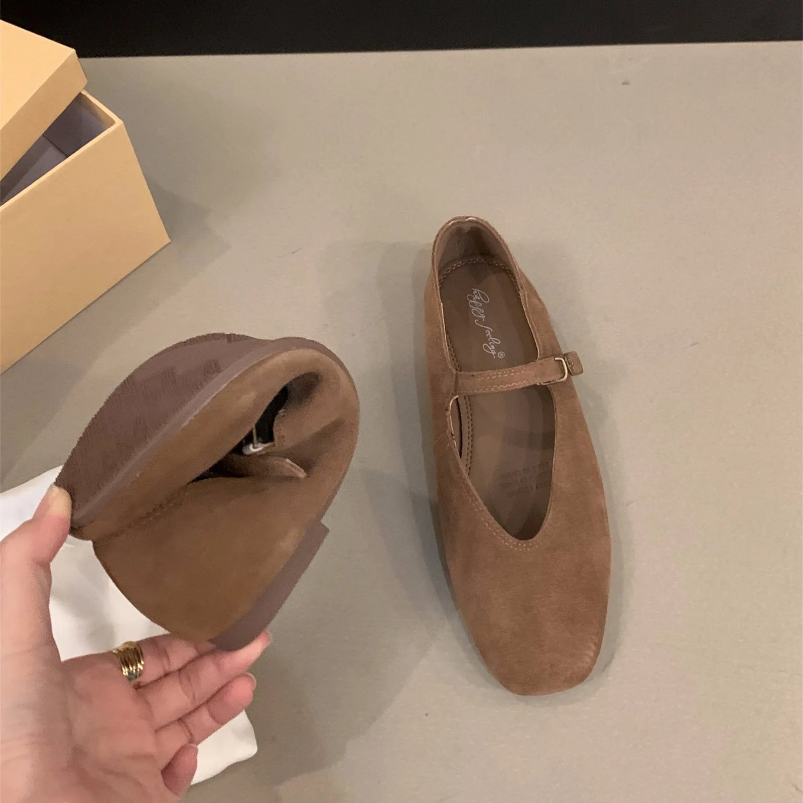 Bailamos Ballerines Cuir Bout Rond Slip-on Femme 2024 – Dress Élégant Casual Printemps