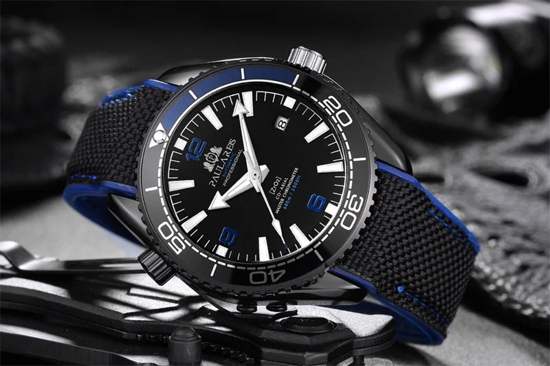 Herrenarmbanduhr Automatik Mechanisch Luxus – Gummiarmband Leuchtend Wasserdicht Kalender