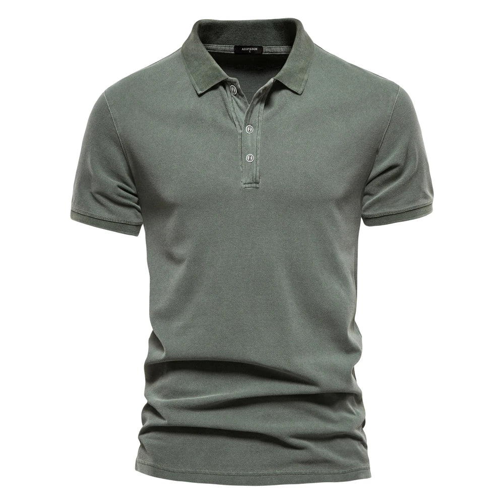 Polo Homme 100% Coton Couleur Unie Col Rabattu Manches Courtes Casual Streetwear Élégant Confortable Intemporel Fashion – Polo 100% Coton Premium Couleur Unie Col Rabattu | Mode Homme Polo Premium Streetwear