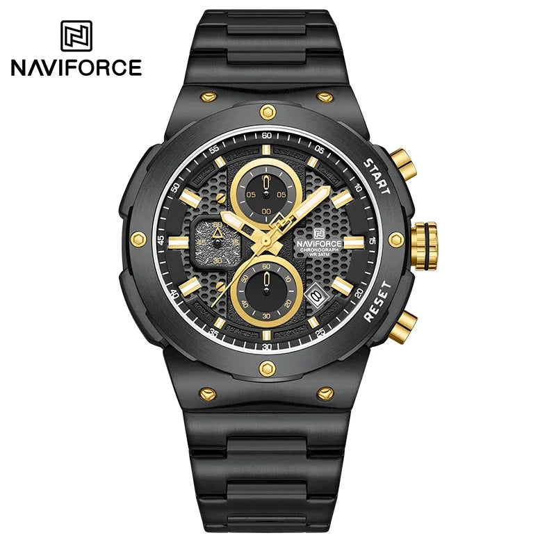 Montre Homme Chronographe Sport Luxe NAVIFORCE – Quartz Date Fashion Masculino