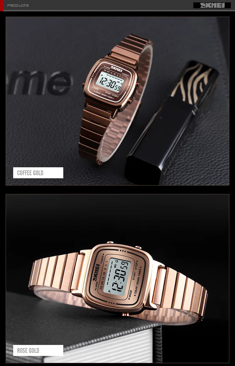 SKMEI Damen-Digitaluhr 1901 mit Chrono-Kalender kleinem Zifferblatt wasserdicht – Luxus Mode Trend