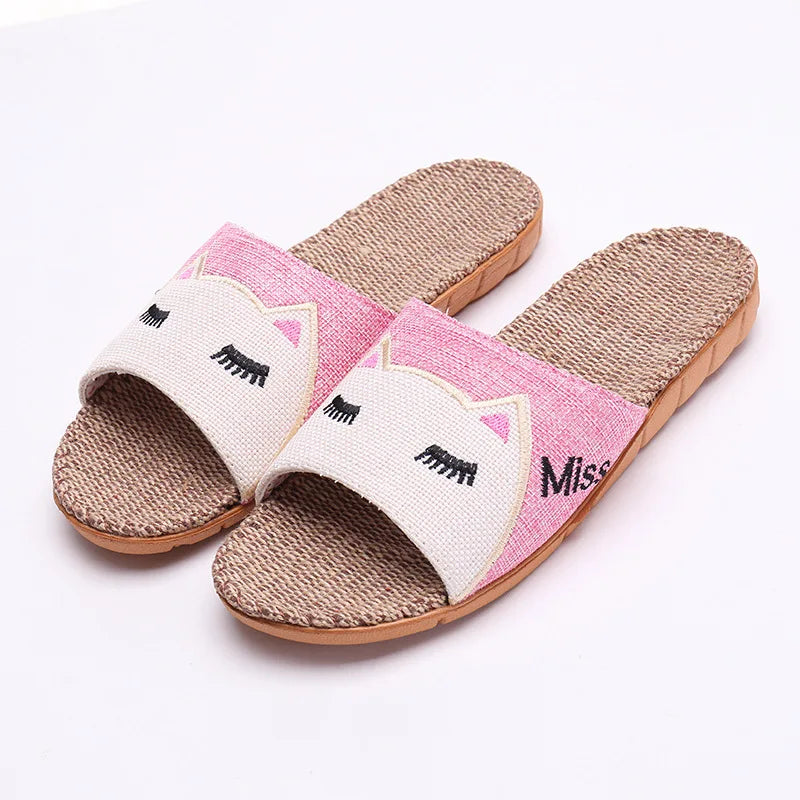 Pantoffeln Leinen Cartoon Kinder Anti-Rutsch – Atmungsaktive Dicke Sohle Indoor Paar Unisex