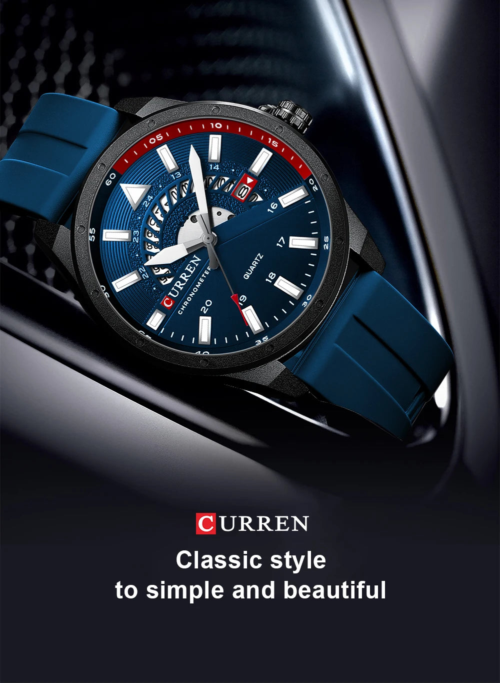 Montre Homme CURREN 8421 Quartz Fashion Calendrier Étanche Bracelet Silicone Sport Casual Business Élégante | Montre CURREN 8421 Quartz Sport Premium