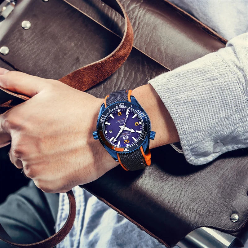 Herrenarmbanduhr Automatik Mechanisch Luxus – Gummiarmband Leuchtend Wasserdicht Kalender