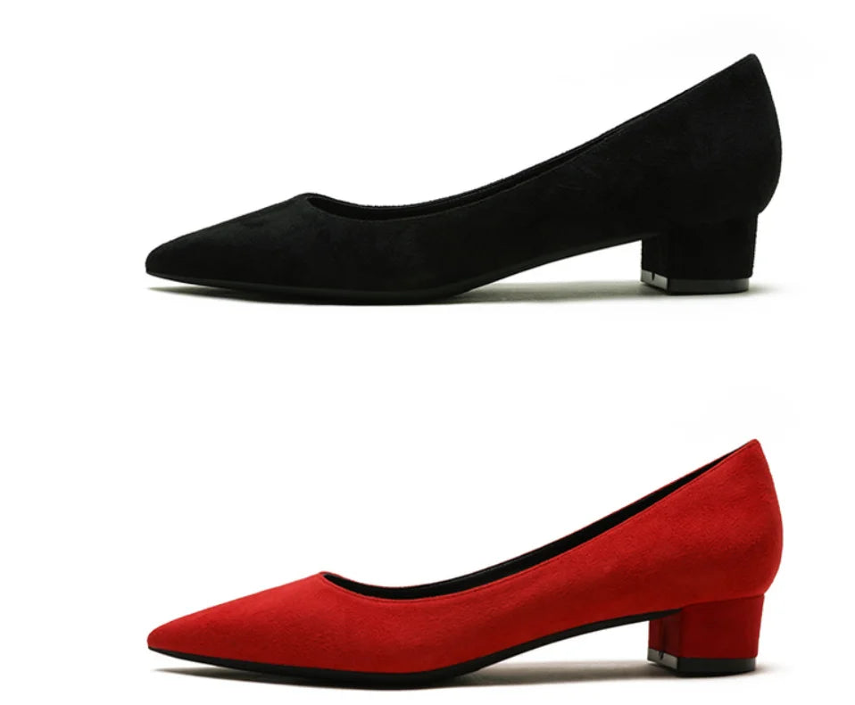 Escarpins Flock Stilettos 3 & 5CM Bout Pointu Slip-on – Rouge Marron Bleu Tailles 33-43