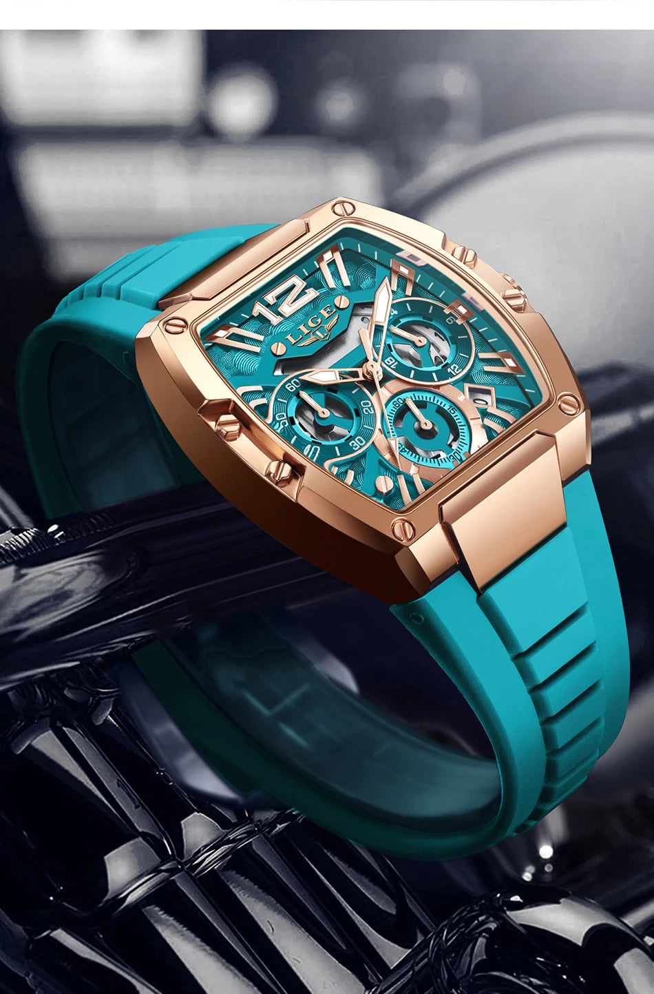 Montre Homme LIGE Sport Quartz Silicone Squelette Lumineux Calendrier – Étanche Outdoor Fashion