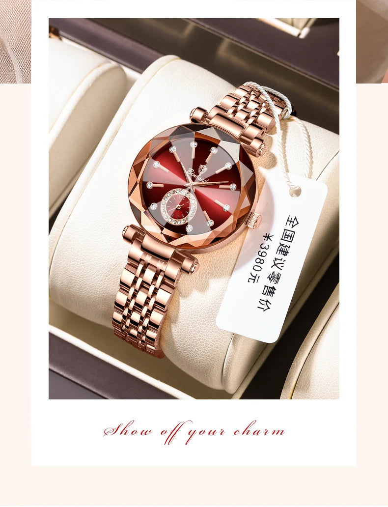 Montre Femme Luxe BINBOND Diamant Cœur de l'Océan Quartz – Lumineuse Étanche Élégante