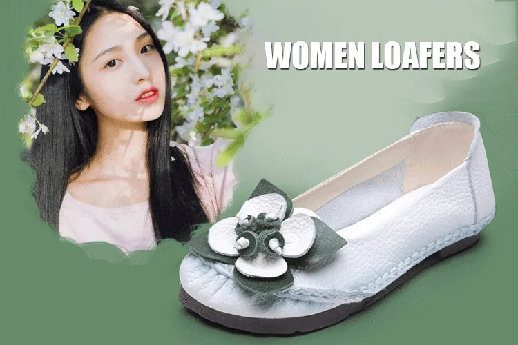 Mocassins Cuir Véritable Vintage Slip-on Femme – Bout Rond Luxe Conduite Loafers Automne