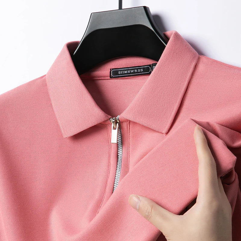 Polo Homme Été Slim Fit Col Retourné Demi-Zip Respirant Manches Courtes Couleur Unie Confortable | Mode Homme Élégant Casual