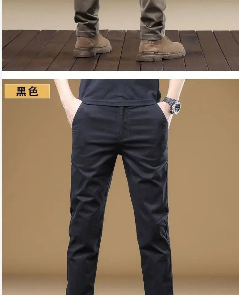 Pantalon Homme Coton Léger Été – Slim Droit Élastique Business Casual Polyvalent | Mode Homme Premium