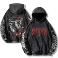 Sweat à Capuche Unisexe Gothic Vintage Washed Dents Imprimé Harajuku Rétro Manches Longues Pullover Y2K Oversized – Hoodie Dark Goth Tendance | Mode Unisexe
