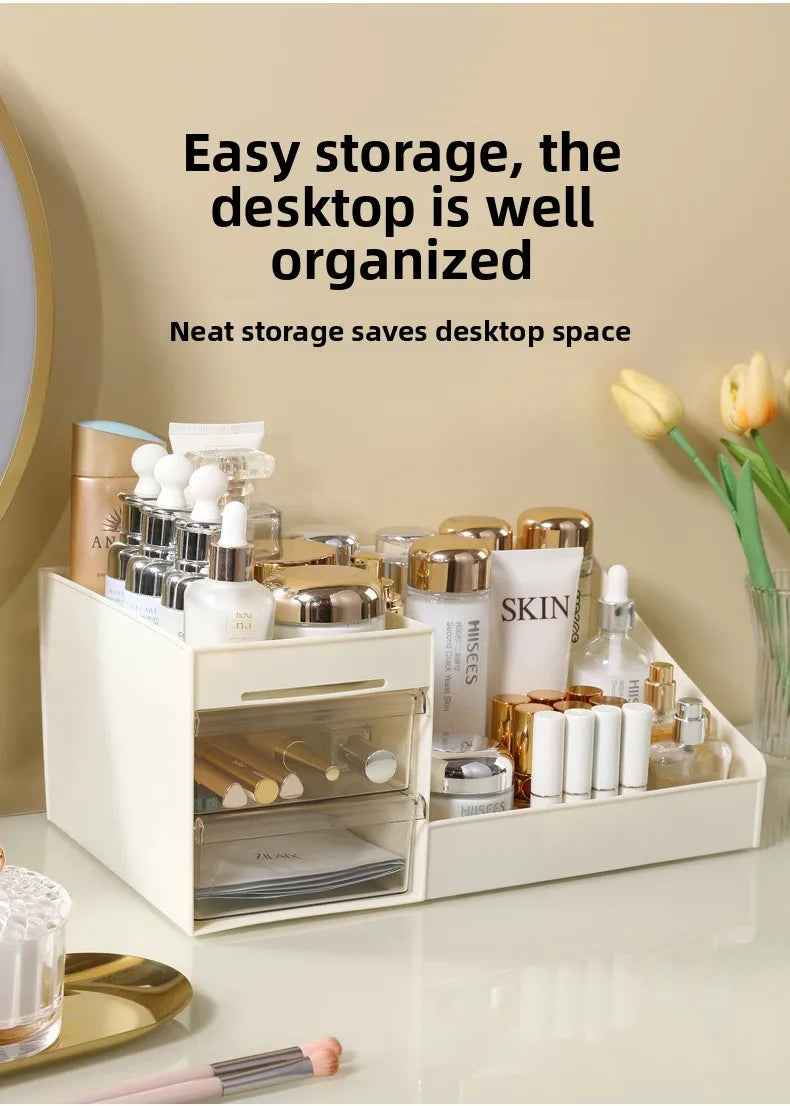 Organisateur Maquillage Transparent Premium à Tiroirs - Coiffeuse, Bureau & Dortoir