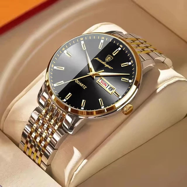 Montre Homme POEDAGAR Luxe Sport Quartz – Acier Lumineux Étanche Date Business