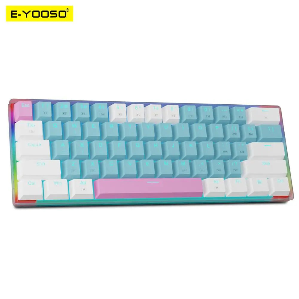 E-YOOSO Z11T Clavier Gaming Mécanique USB – Switch Bleu/Rouge 61 Touches | Russe, Brésilien, Portugais