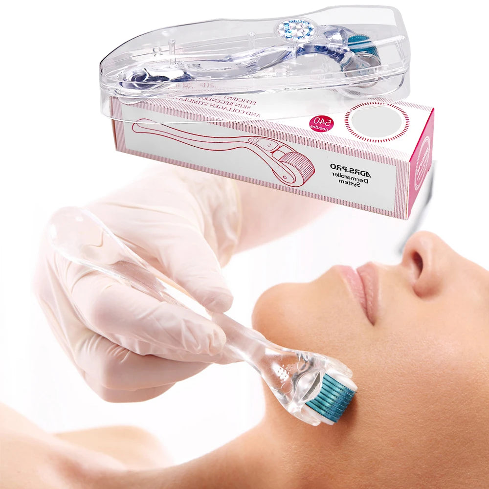 Derma Roller Professionnel 540 Aiguilles – Croissance Cheveux & Barbe, Soin Visage & Corps | 0.2mm 0.25mm 0.3mm