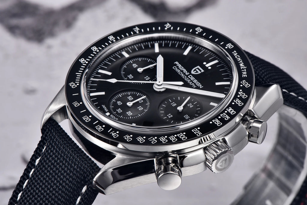 Montre Homme PAGANI DESIGN 2025 Lune Or Argent Quartz – Chronographe Saphir AR Date Auto