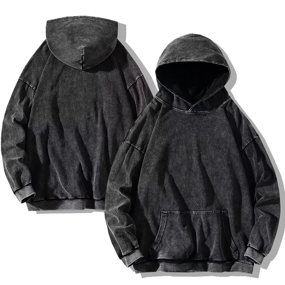 Sweat à Capuche Unisexe Gothic Vintage Washed Dents Imprimé Harajuku Rétro Manches Longues Pullover Y2K Oversized – Hoodie Dark Goth Tendance | Mode Unisexe