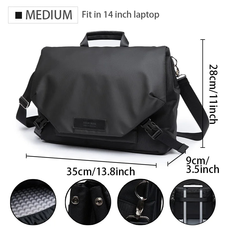 Sac Messenger Homme Laptop Imperméable – Sacoche Business Crossbody Grande Capacité Vélo École