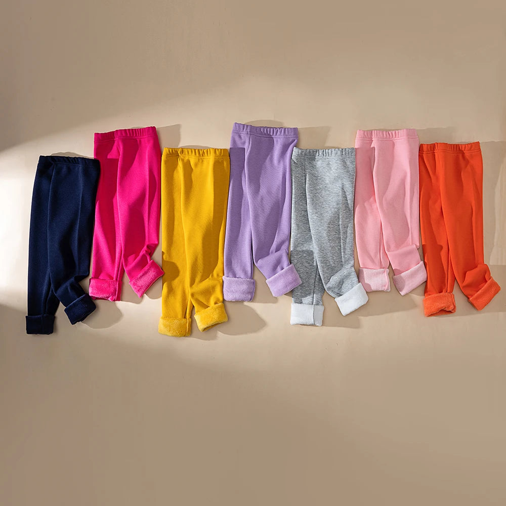 Legging Fille Hiver Polaire Épais Couleurs Bonbon – Pantalon Slim Chaud Élastique Princesse