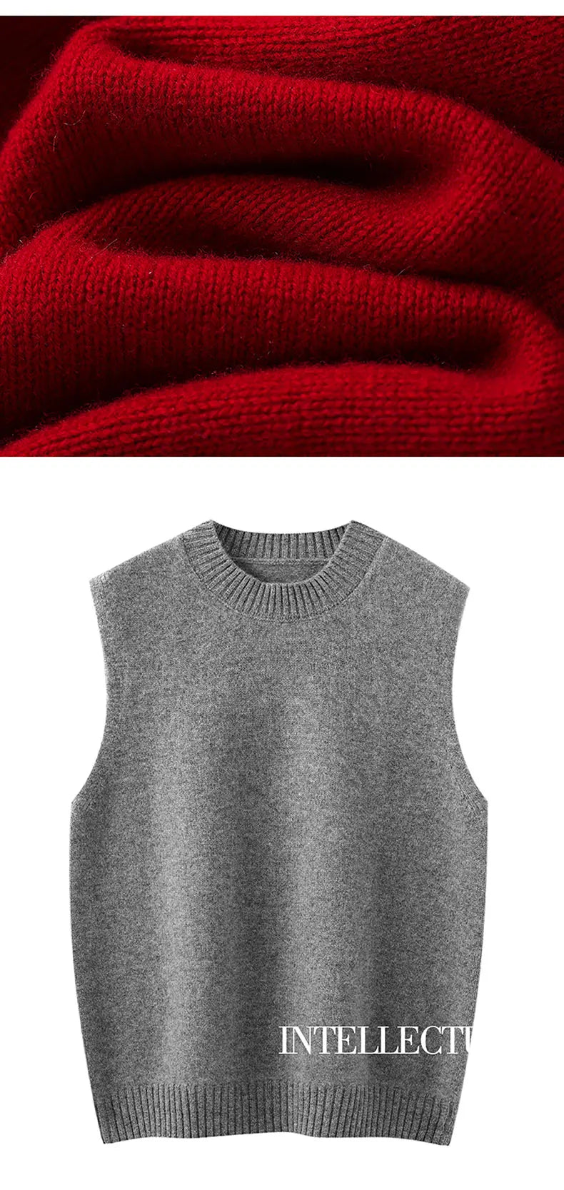 Gilet Tricoté Femme Laine Col Rond – Chaud Élégant Sans Manches Casual | Automne Hiver