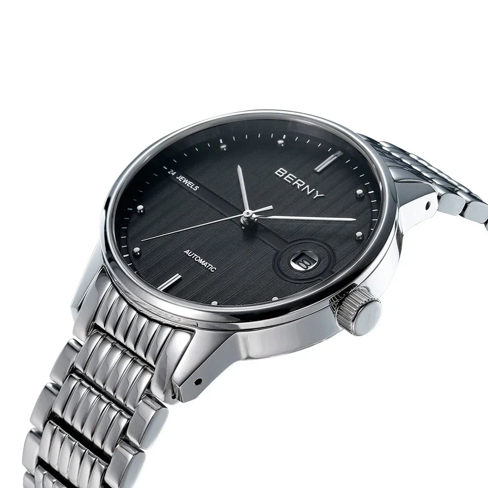 Montre Mécanique Automatique Luxe BERNY Couple Saphir Acier Miyota 9015 5ATM – Homme & Femme